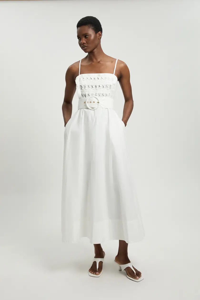 Belted Strappy Midi Dress
