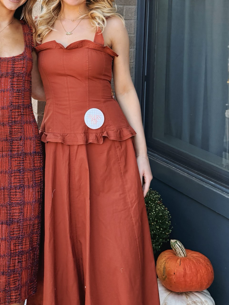 Ulla Johnson Rust Ruffle Midi Dress