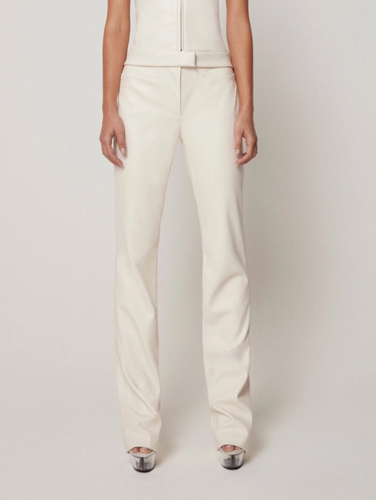 Cream Straight-Leg Trousers