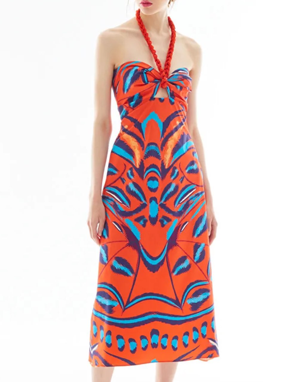 Orange Printed Maxi Dress