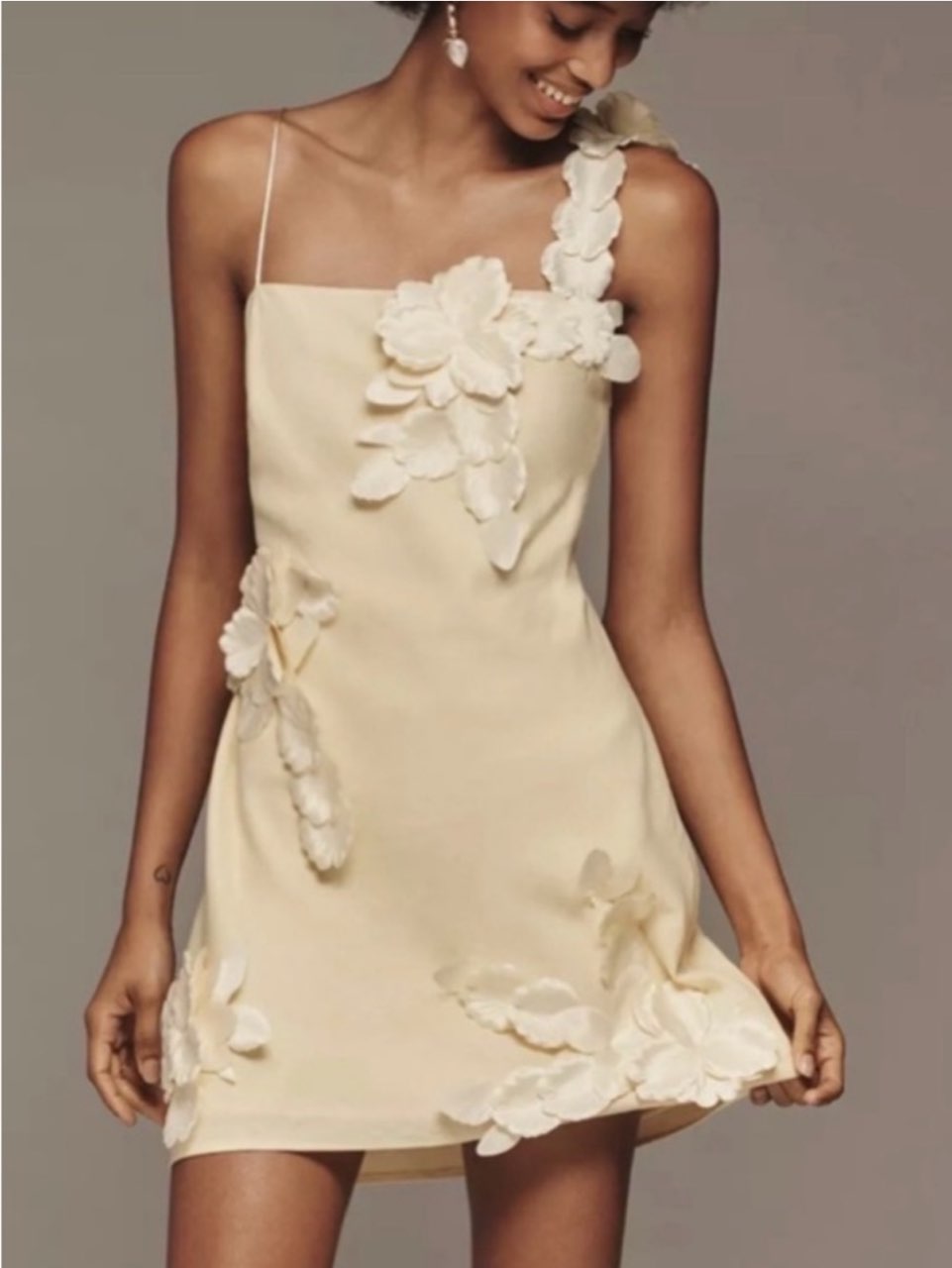 Anthropologie yellow mini dress