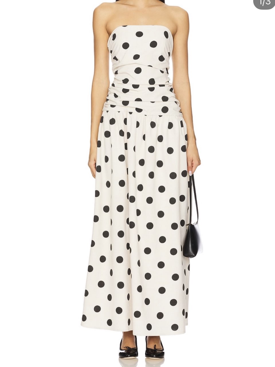 White and black polka dot midi dress