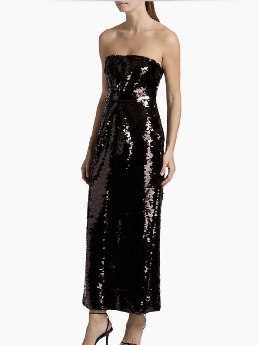 Staud Espresso Sequin Midi Dress