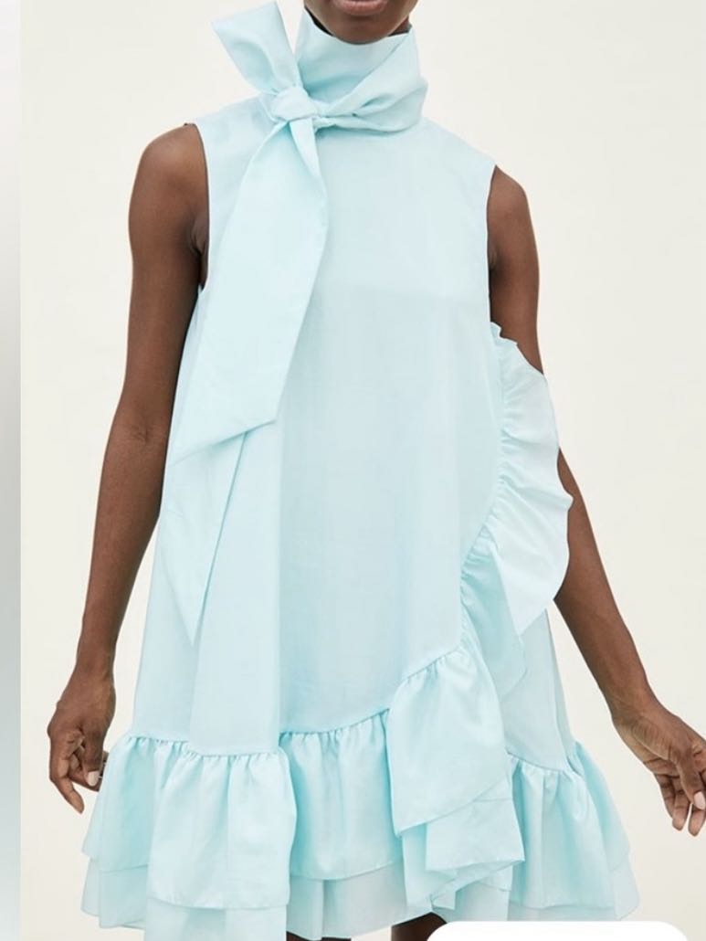 Azeeza blue mini bow dress