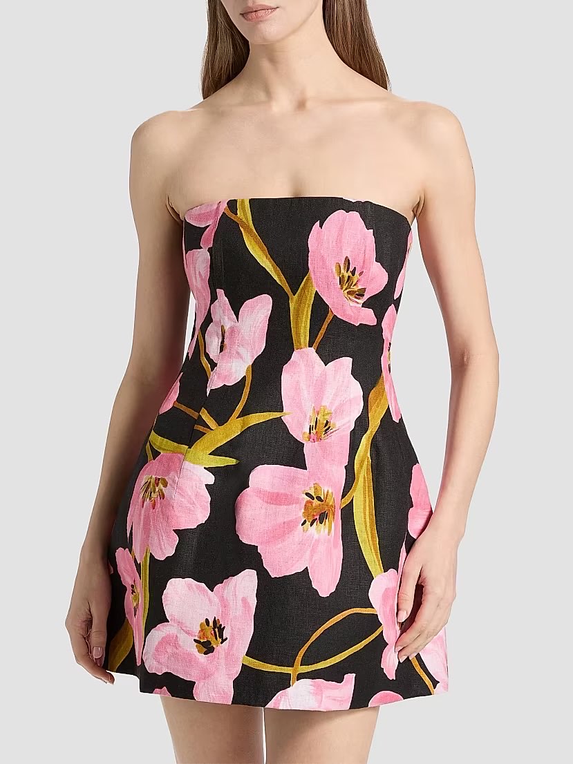 Cara Cara Ines Tulip Print Strapless Mini Dress