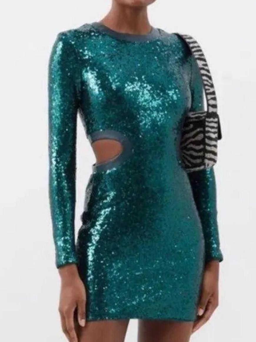 STAUD Dolce side-cut sequined mini dress