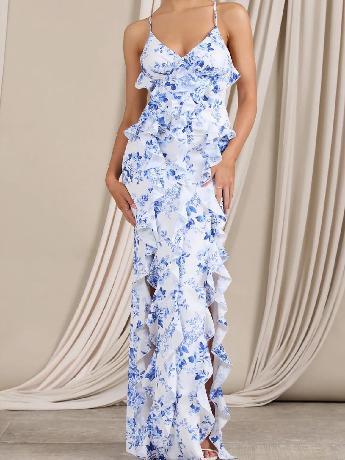 Floral blue and white dress