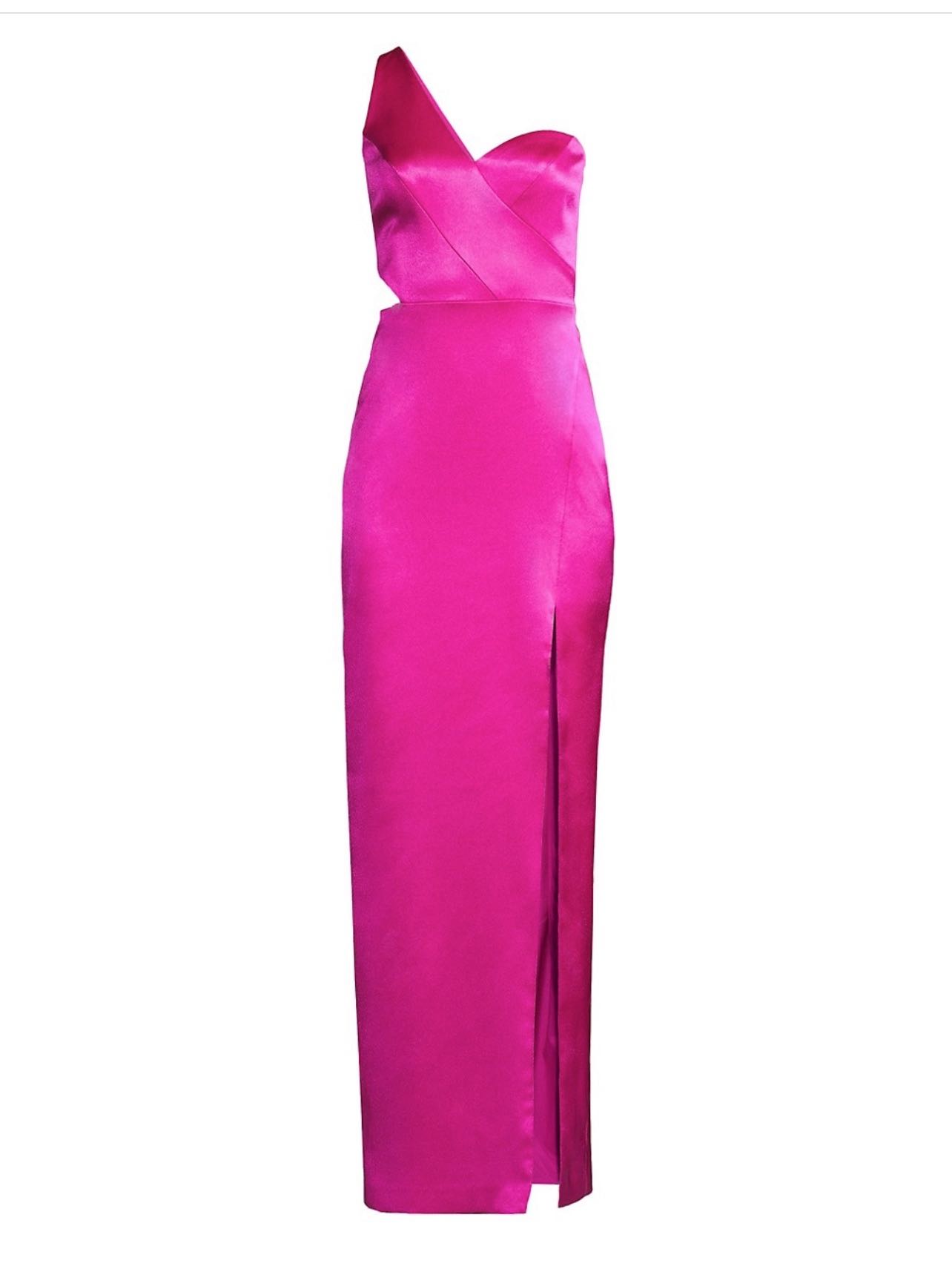 Aidan by Aidan Mattox Satin One-Shoulder Column Gown