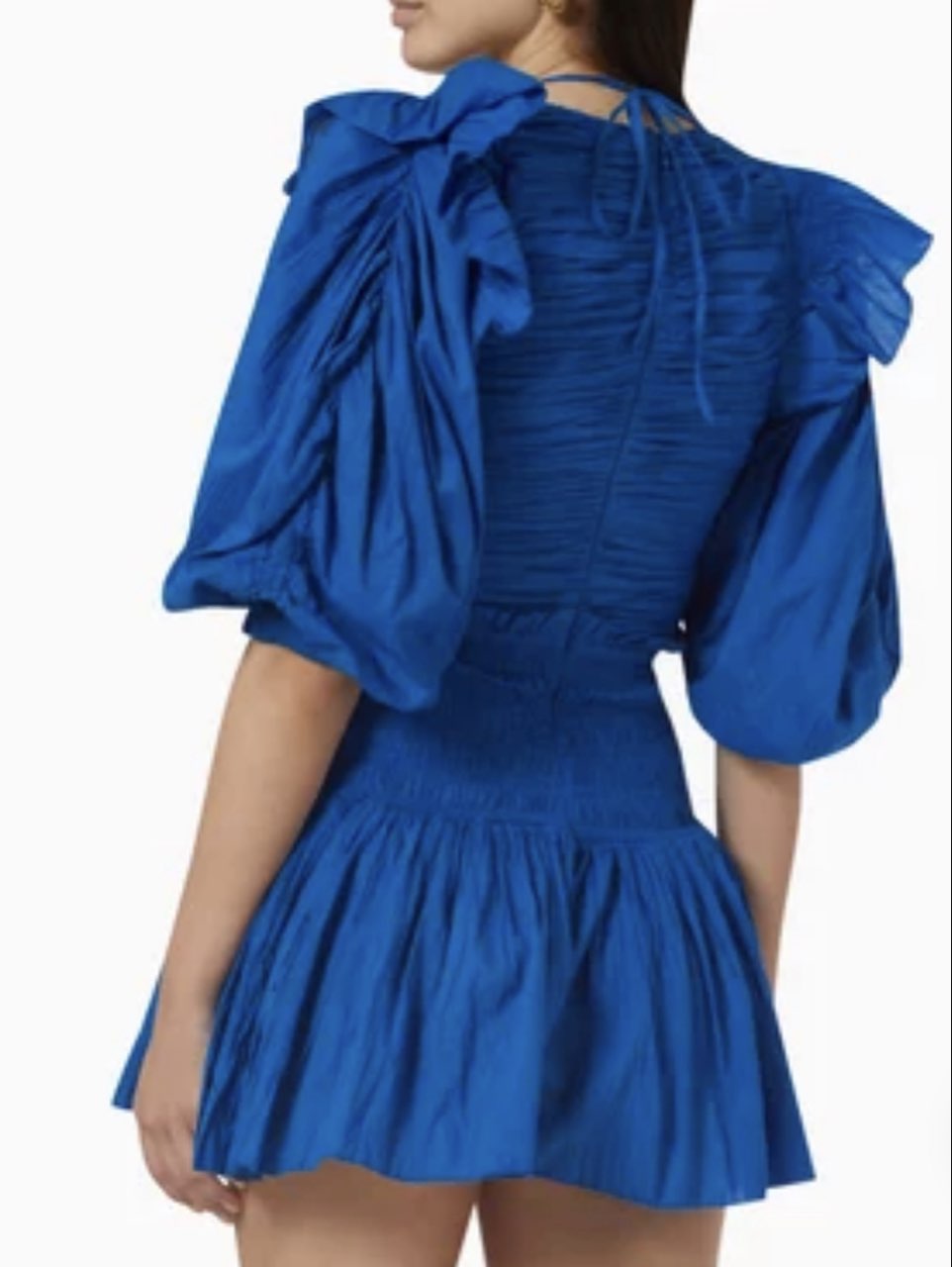 Blue Puff Sleeve Mini Dress
