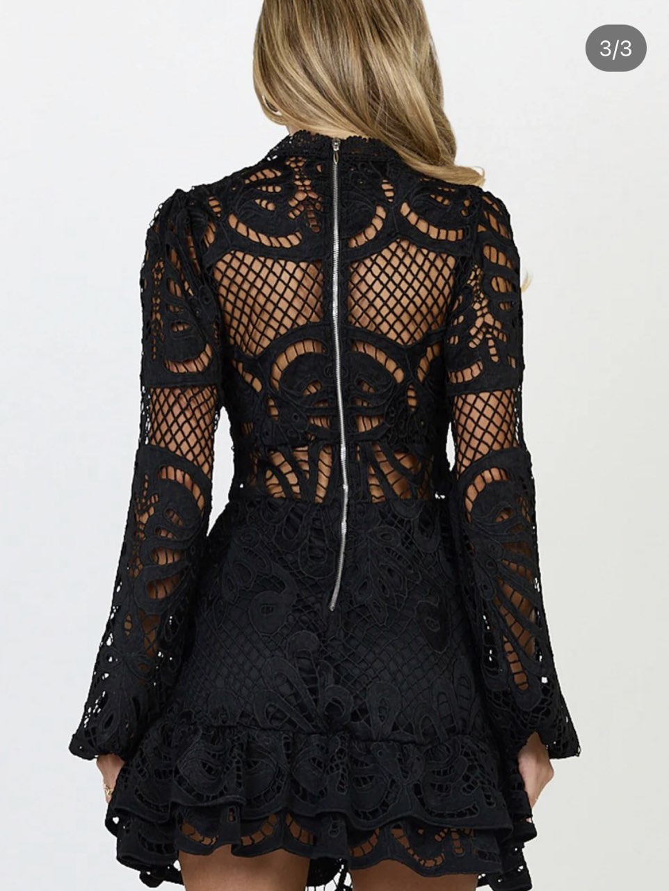 Black Lace Cutout Mini Dress