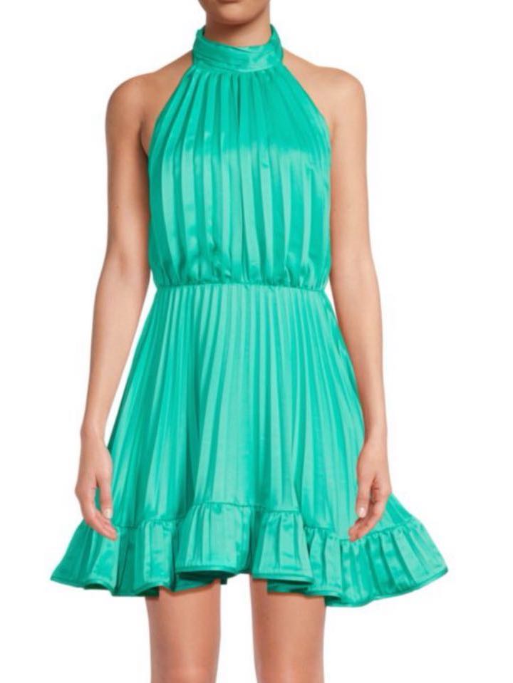 AMUR Green Pleated Halter Top Dress