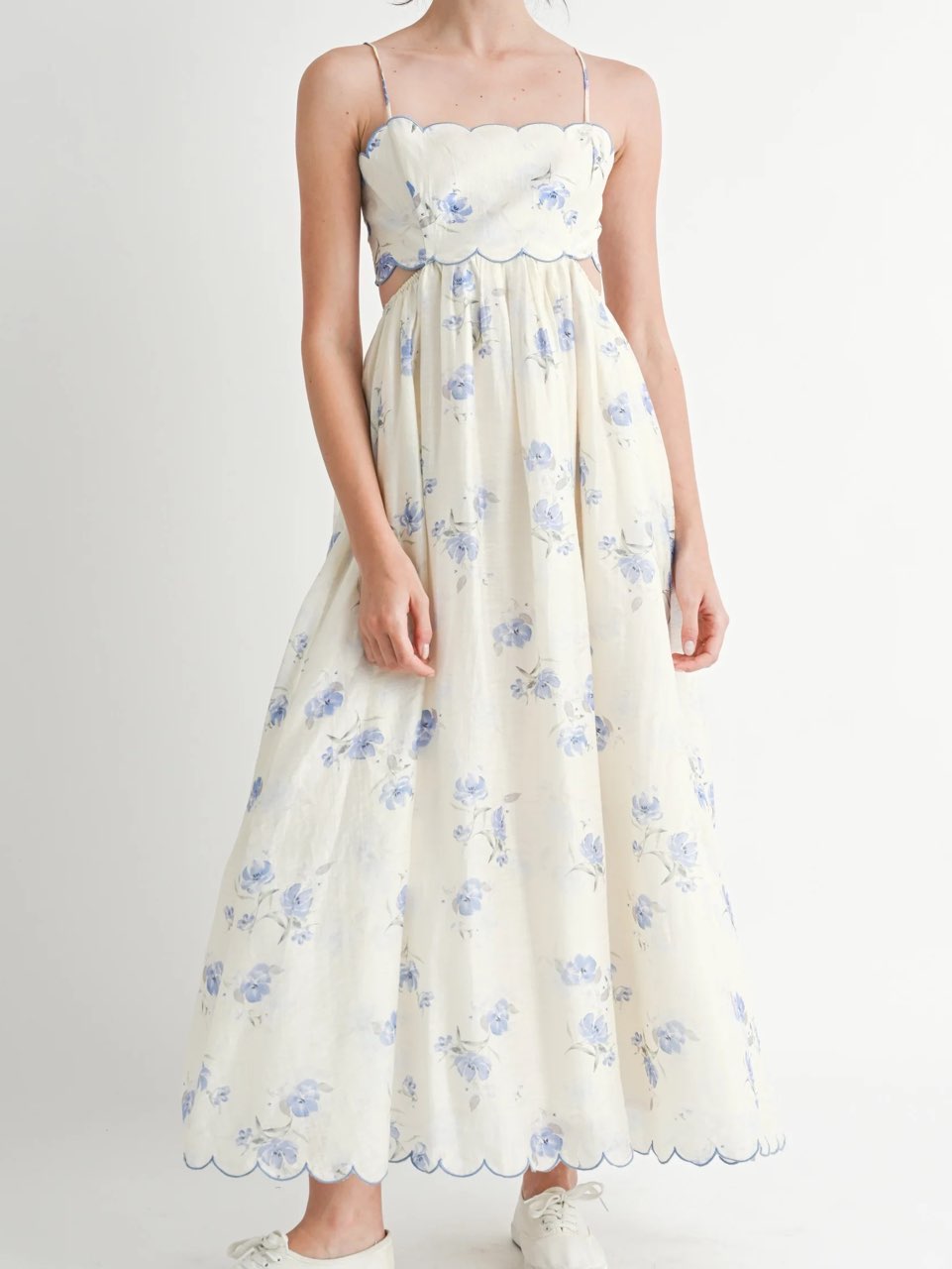 Long floral dress with cutout