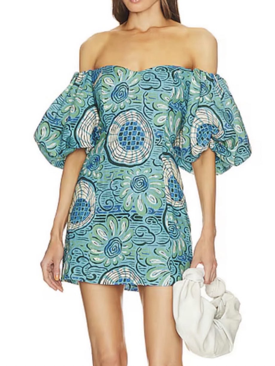 Off-Shoulder Puff Sleeve Mini Dress