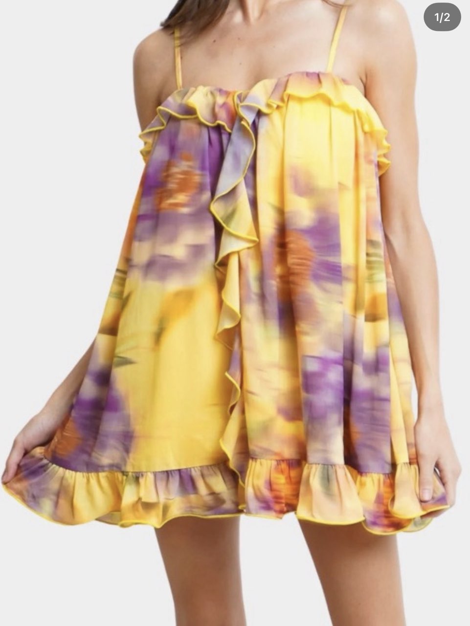 Yellow and Purple Ruffled Mini Dress
