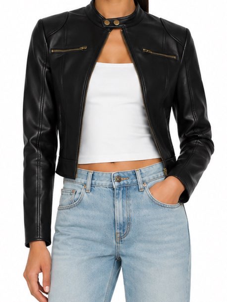 pottsville faux leather moto jacket black