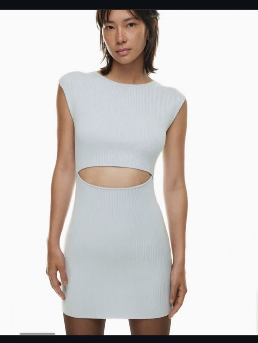 Light Blue Ribbed Cutout Mini Dress