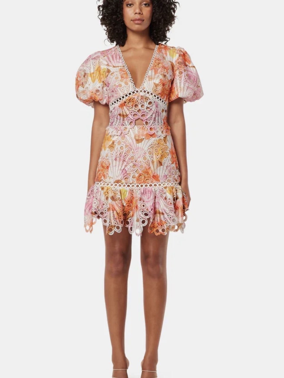 Floral Cut-Out Puff Sleeve Set