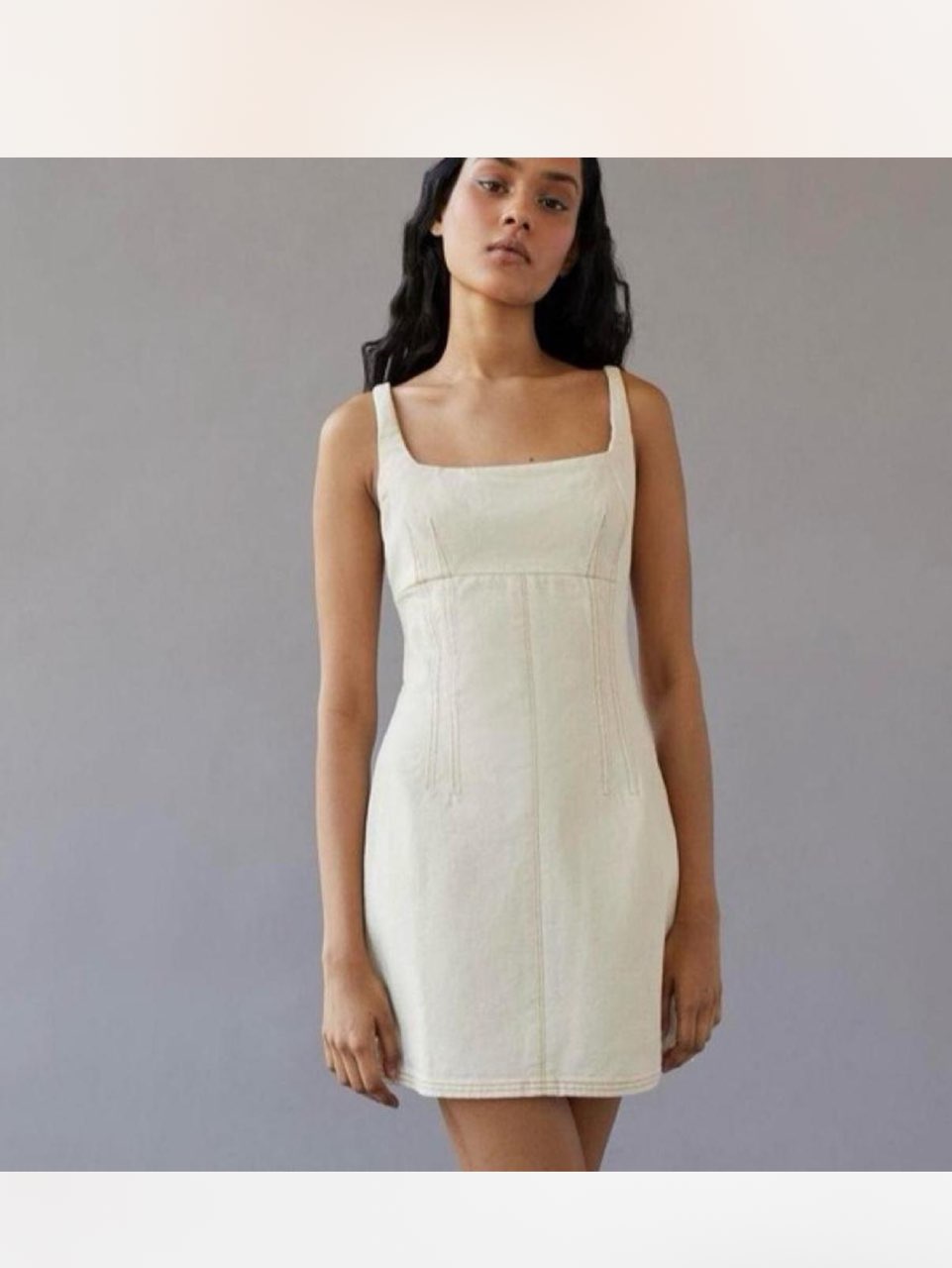 BDG white mini denim dress