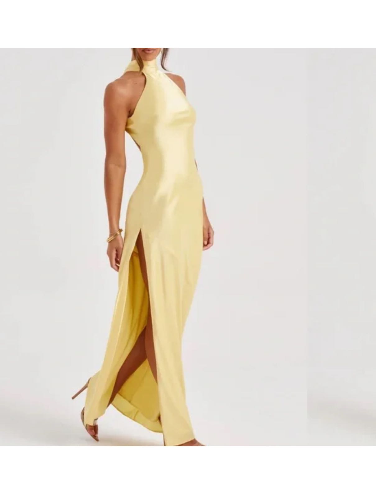 Formal Yellow Bubble Maxi Dress
