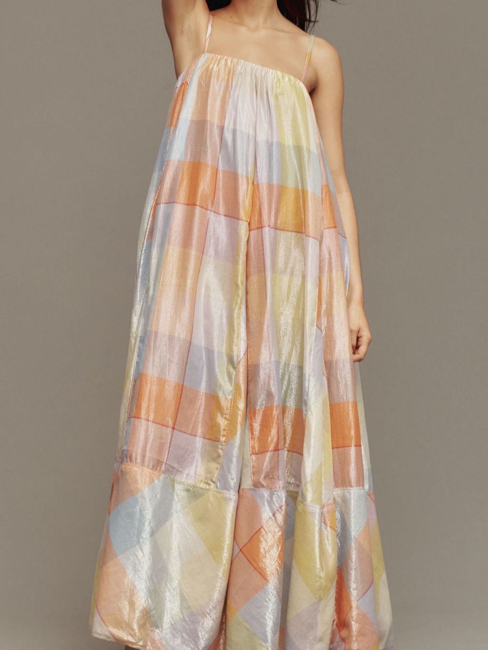 Spring plaid shimmer maxi