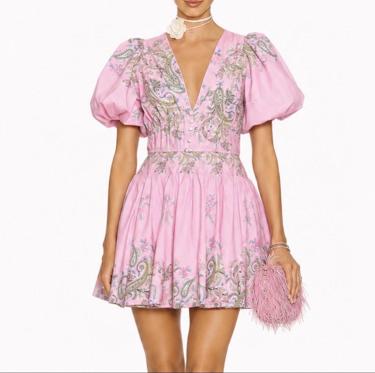 Estelle Mini-Pink Floral Dress