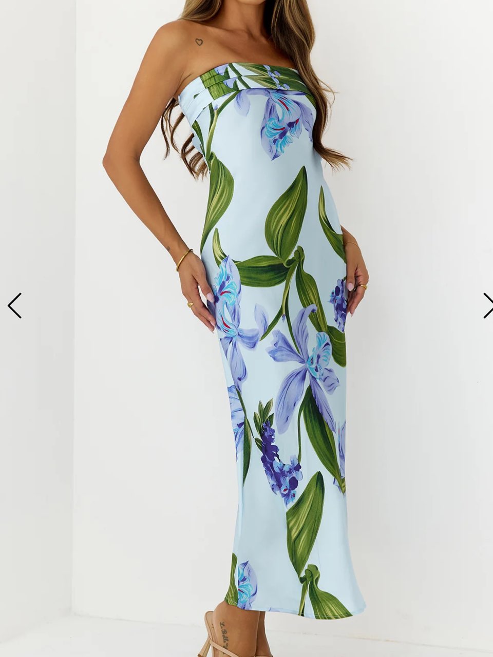Iris Pattern, Blue Maxi Dress