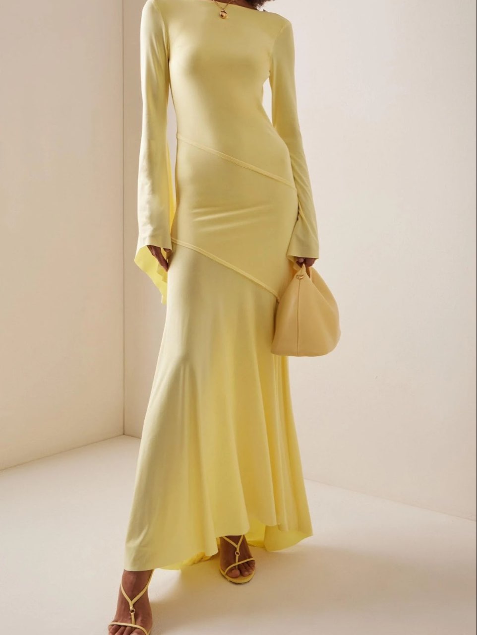 Yellow Long Sleeve Maxi Dress
