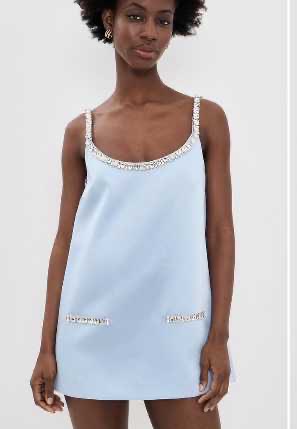 Light Blue Embellished Mini Dress