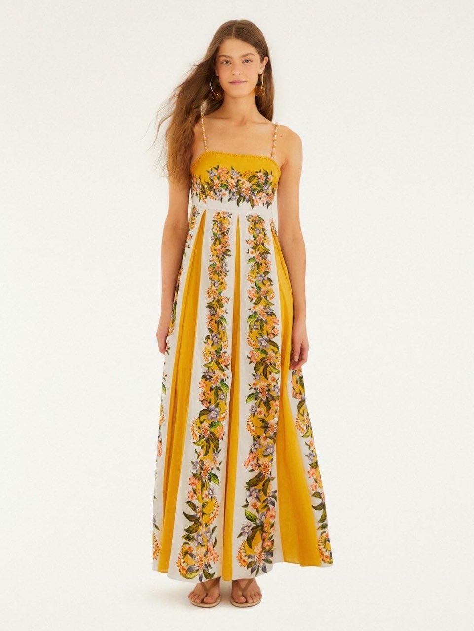 Farm Rio hilo stripes maxi dress in sand