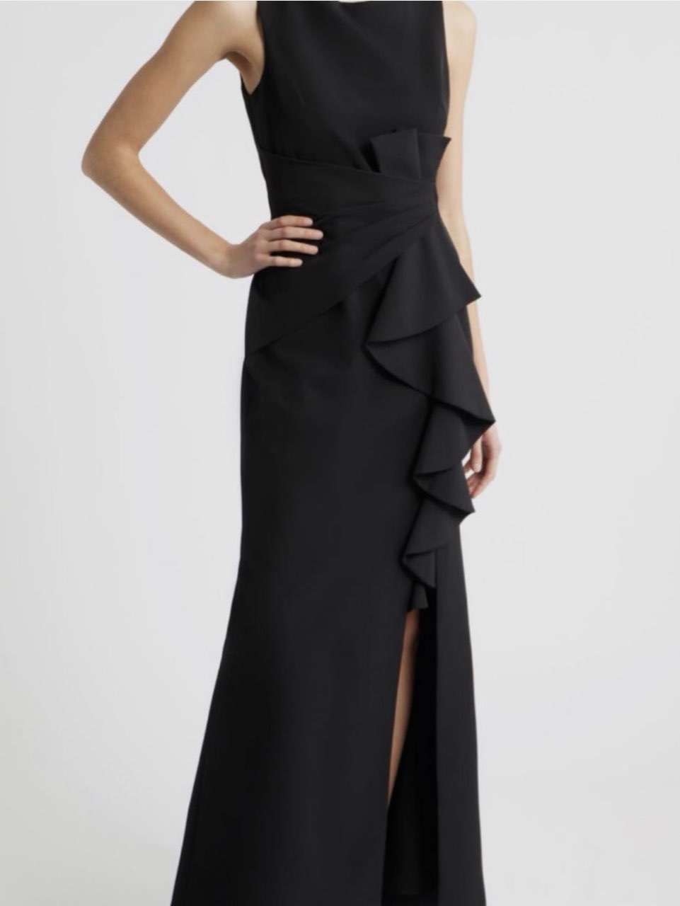 Black Ruffle Evening Dress
