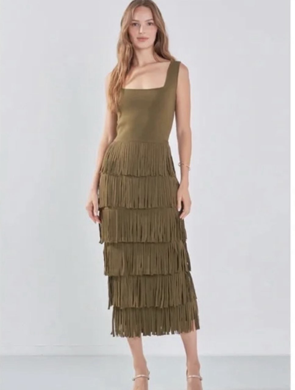 Green fringe dress