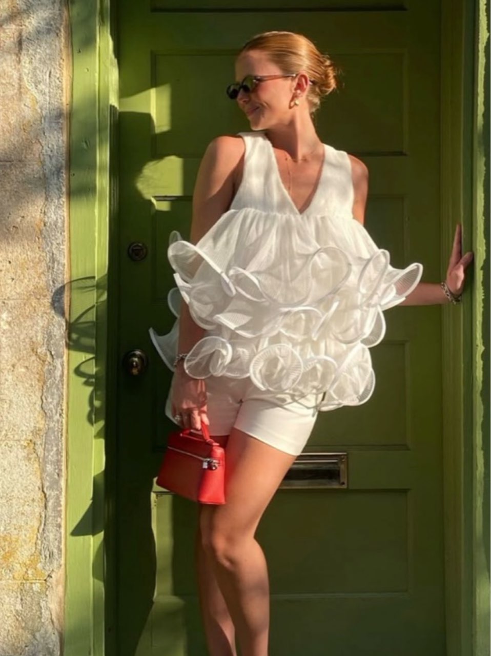 White Ruffle Tank Top