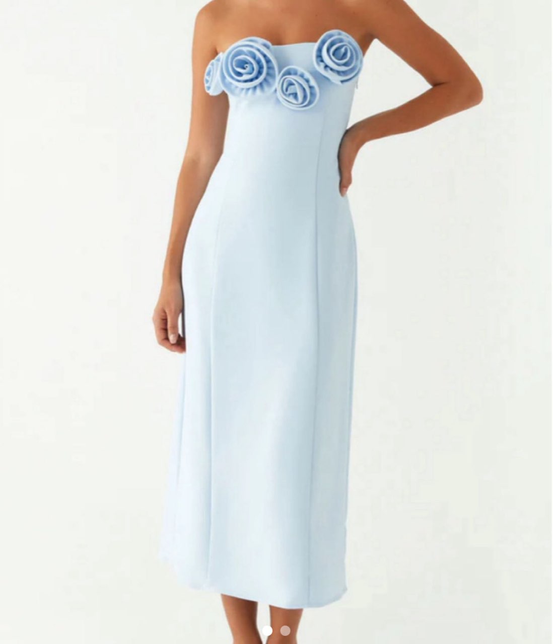 Blue strapless dress
