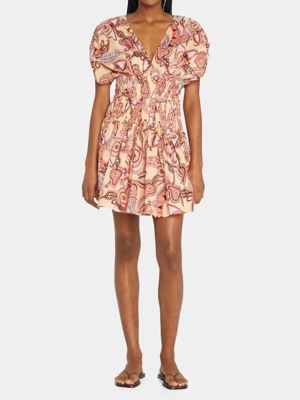 Luna smocked split sleeve mini dress