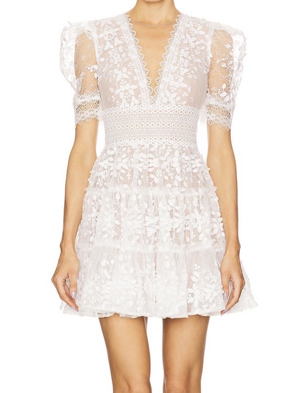 White Floral Lace Mini Dress