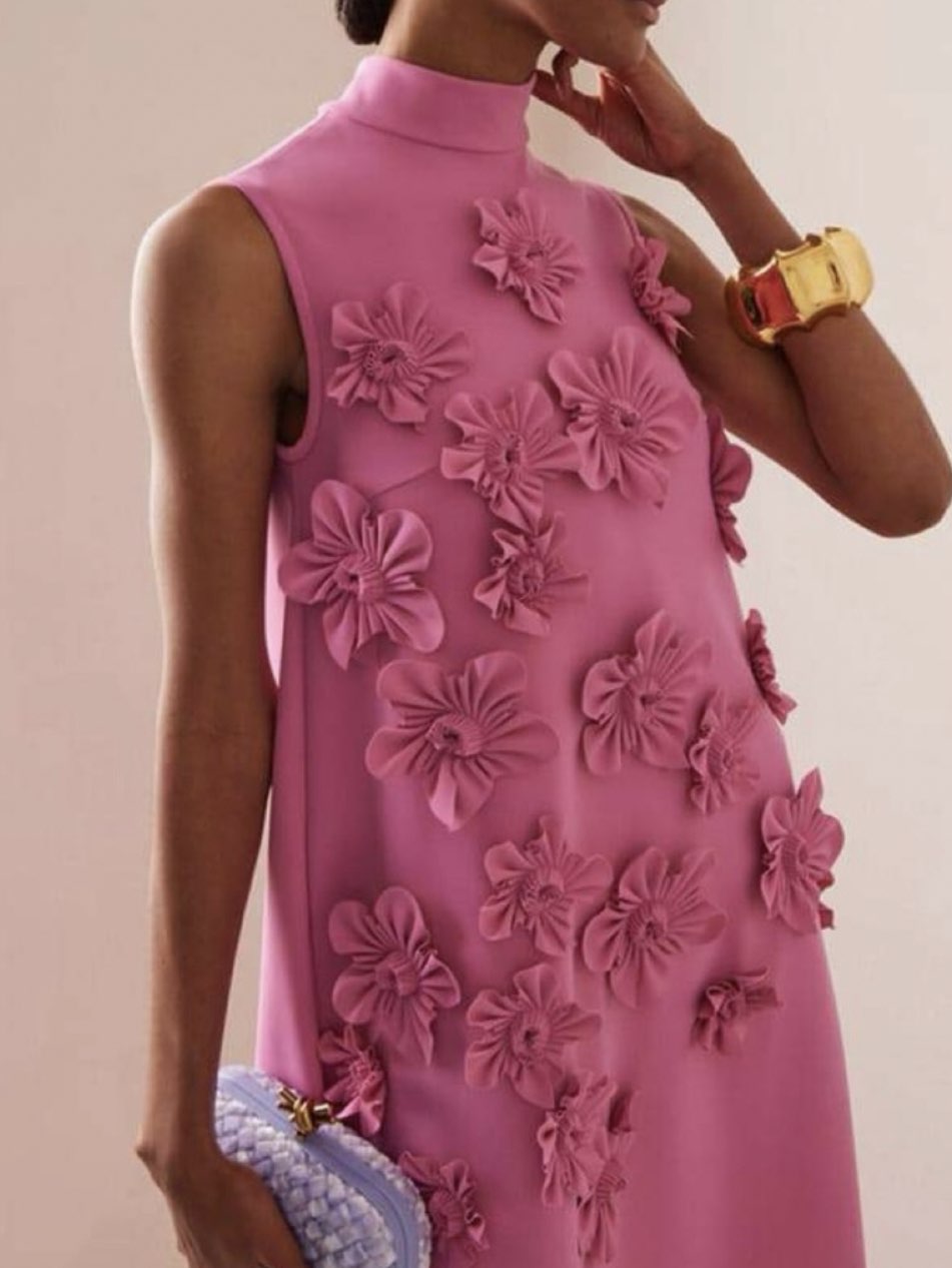 Pink Floral Applique Maxi Dress