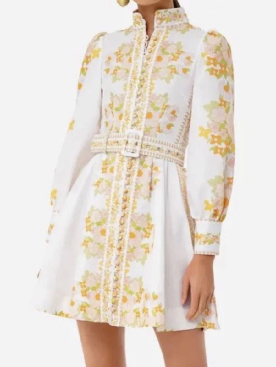 Beulah London x Tuckernuck Yellow Floral Belted Dress