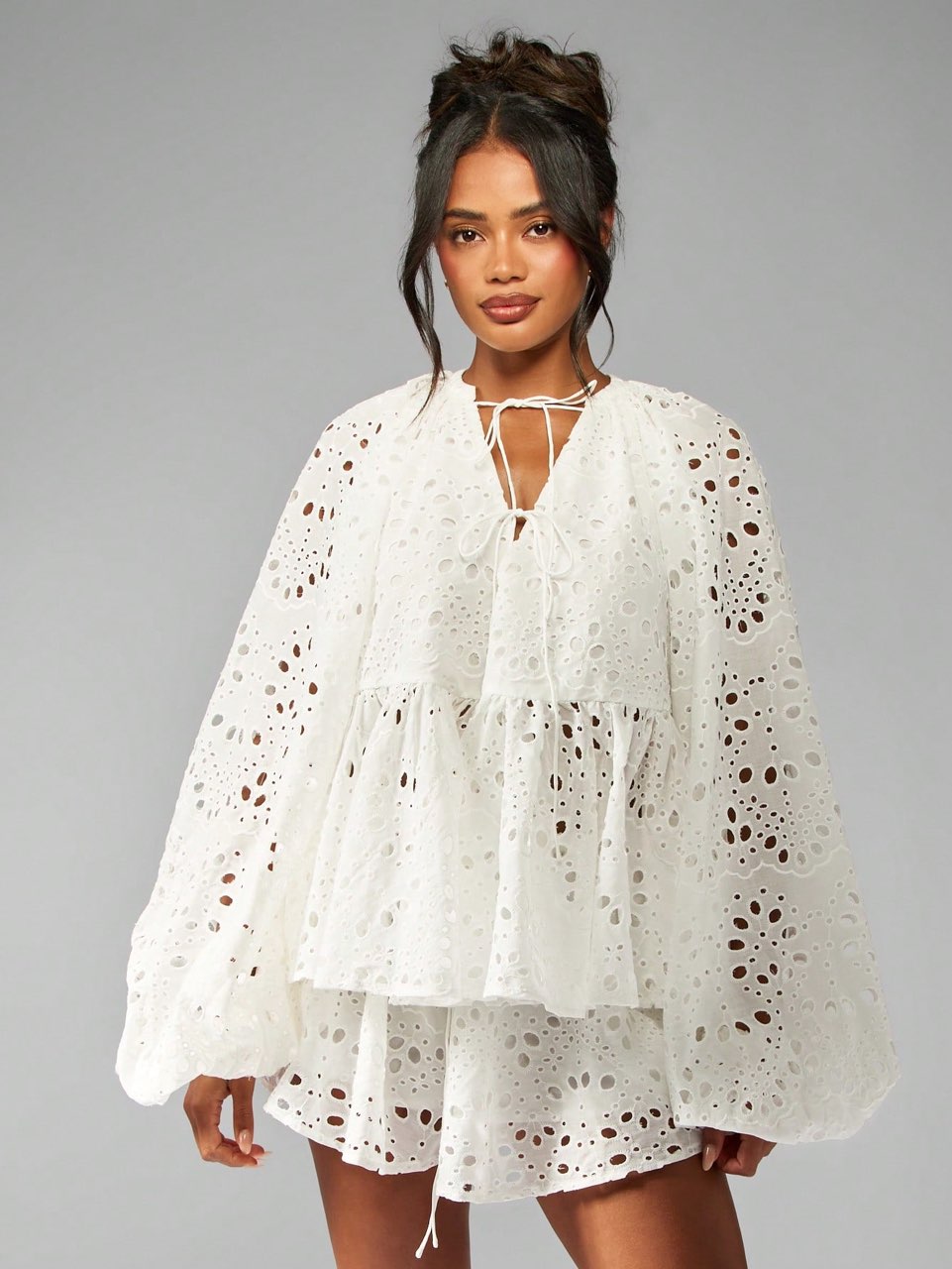 White Eyelet Peasant Blouse