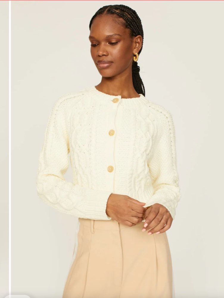 Cream Cable Knit Cropped Cardigan