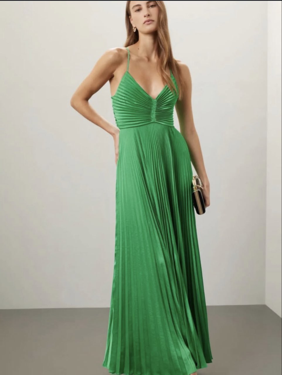 Emerald Green Pleated Maxi Dress