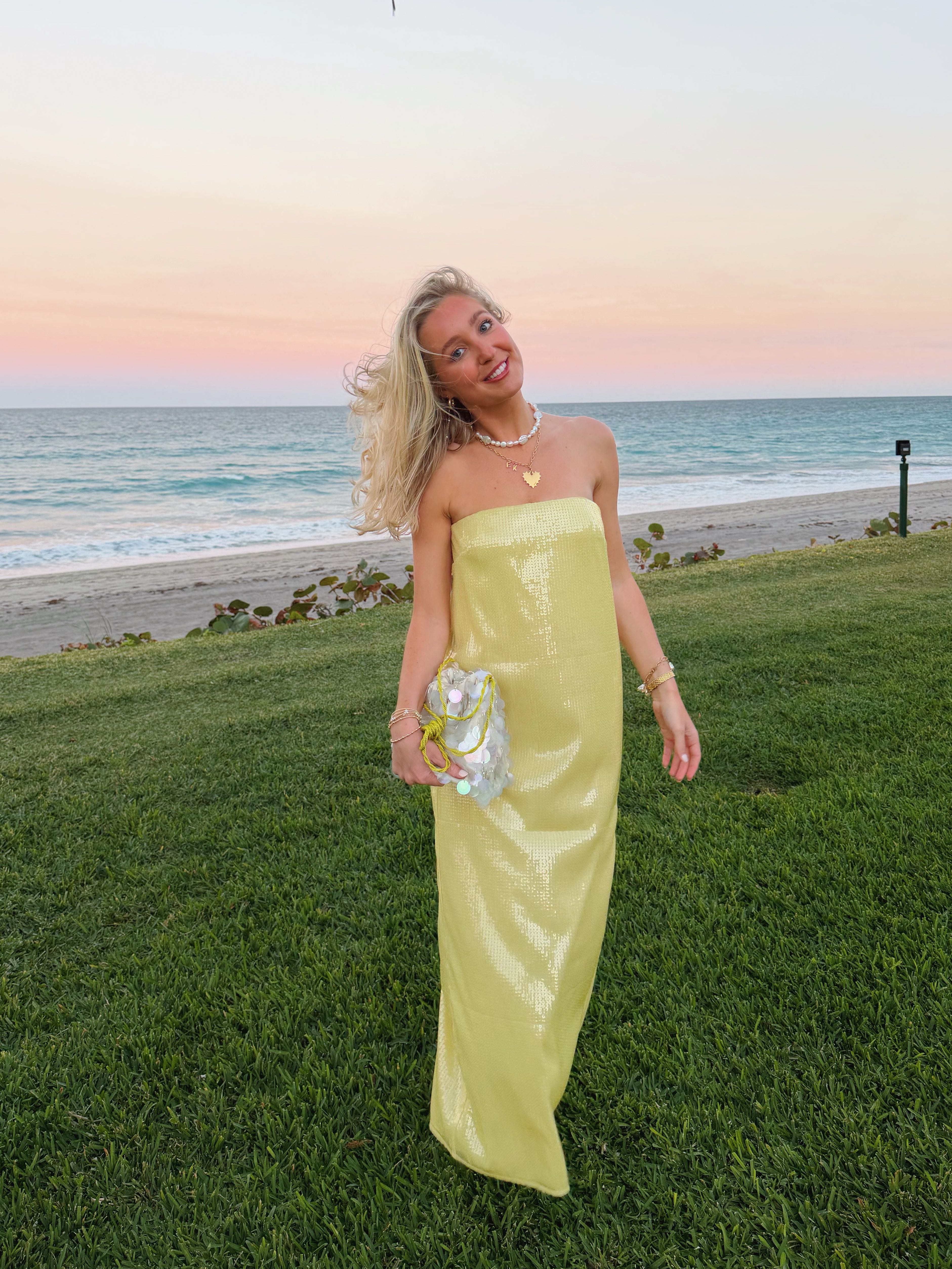 STAUD strapless sequin dress