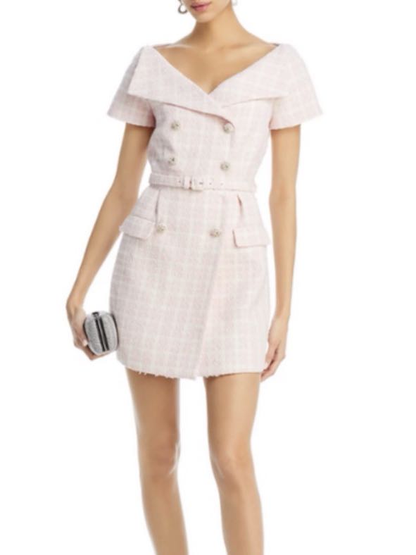 Pink tweed mini dress