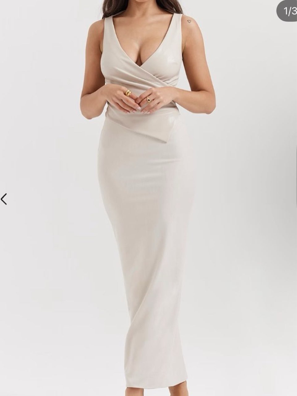 House of CB Cream Leather Maxi Dress