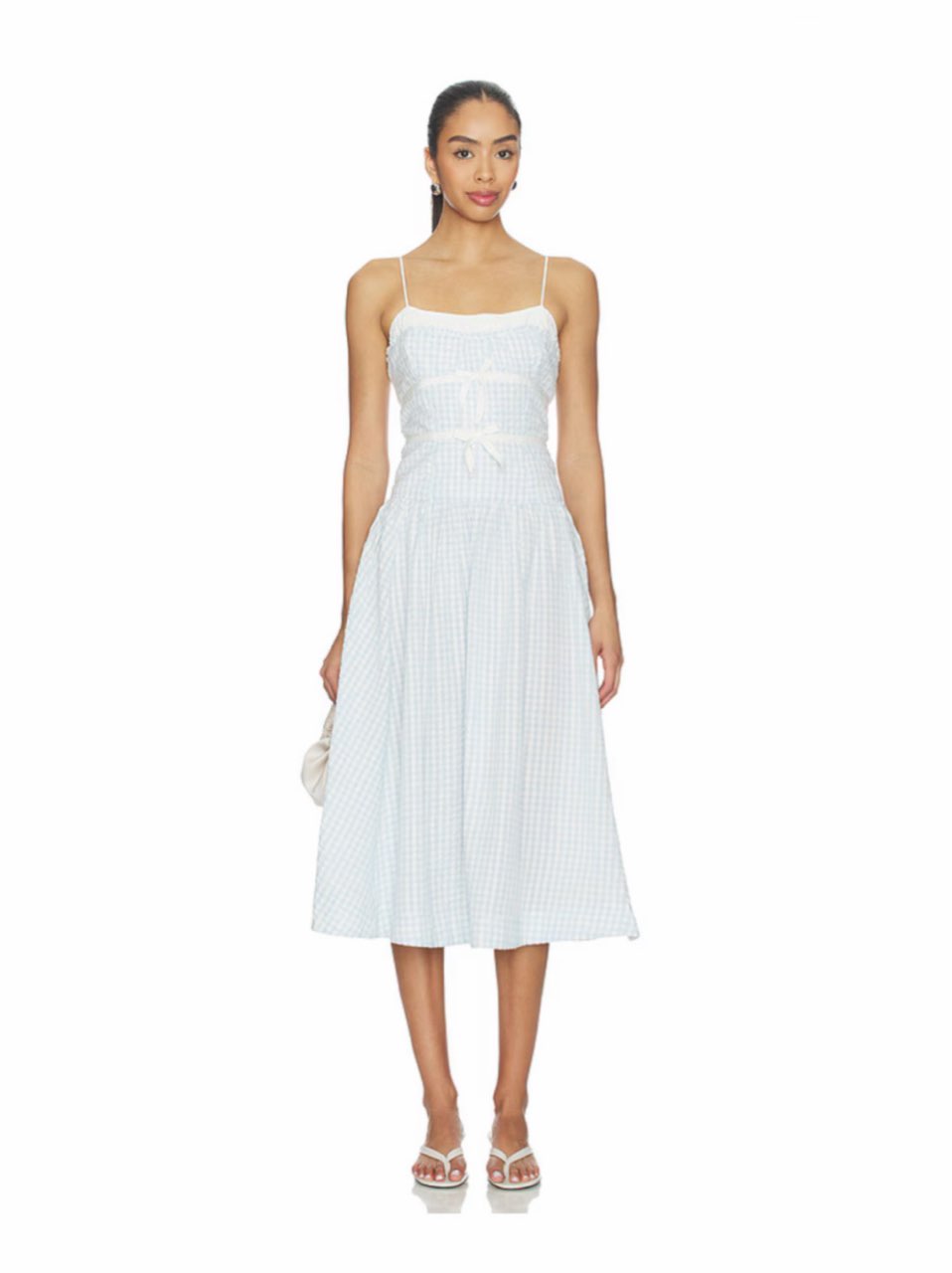 For Love and Lemons Georgia Gingham Midi Dress in Blue size XS