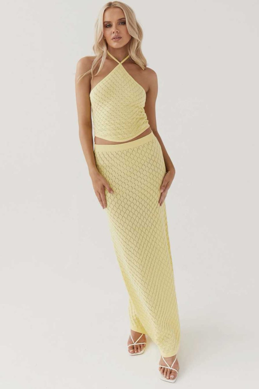 Amanza Knit Maxi skirt set - Lemon