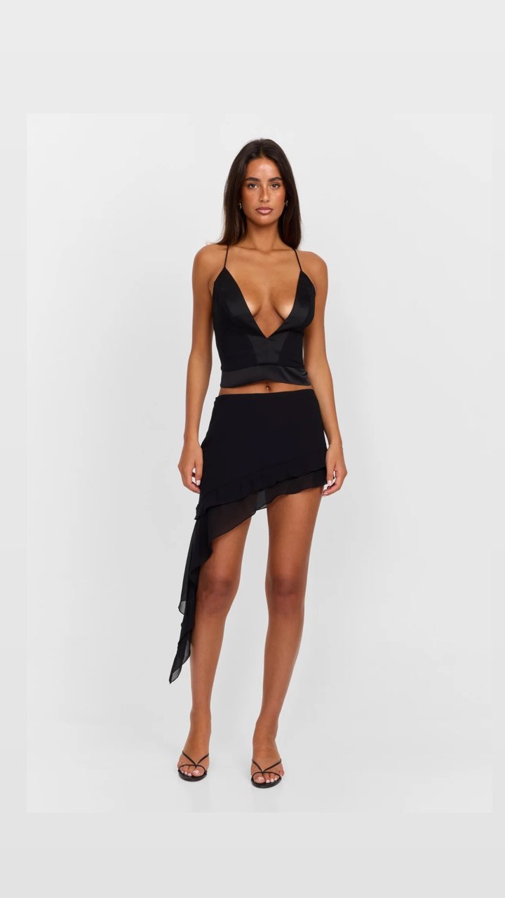 Sasha Therese Black Rue Top size XXS and Rue Skirt size XS