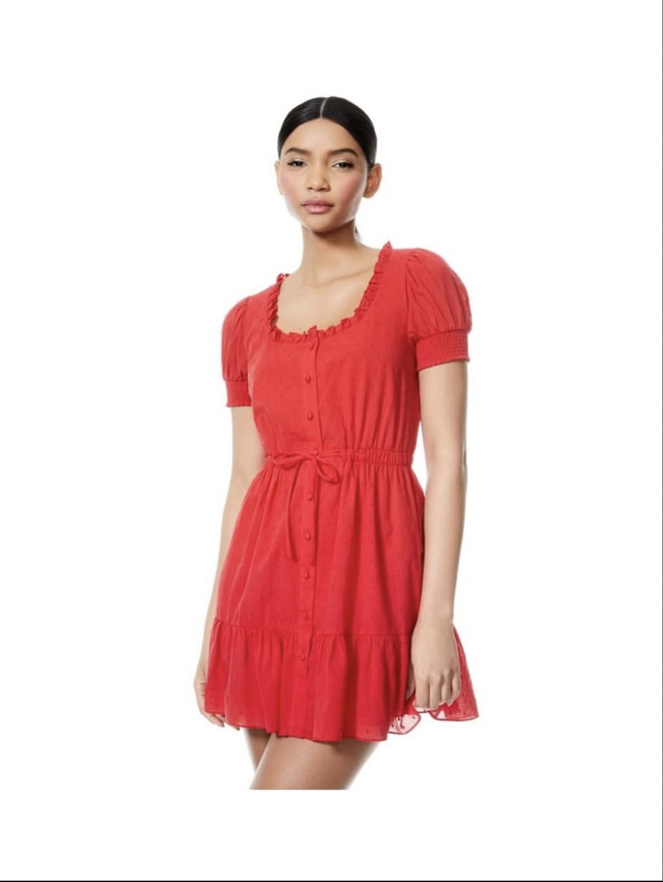 Red Puff Sleeve Mini Dress