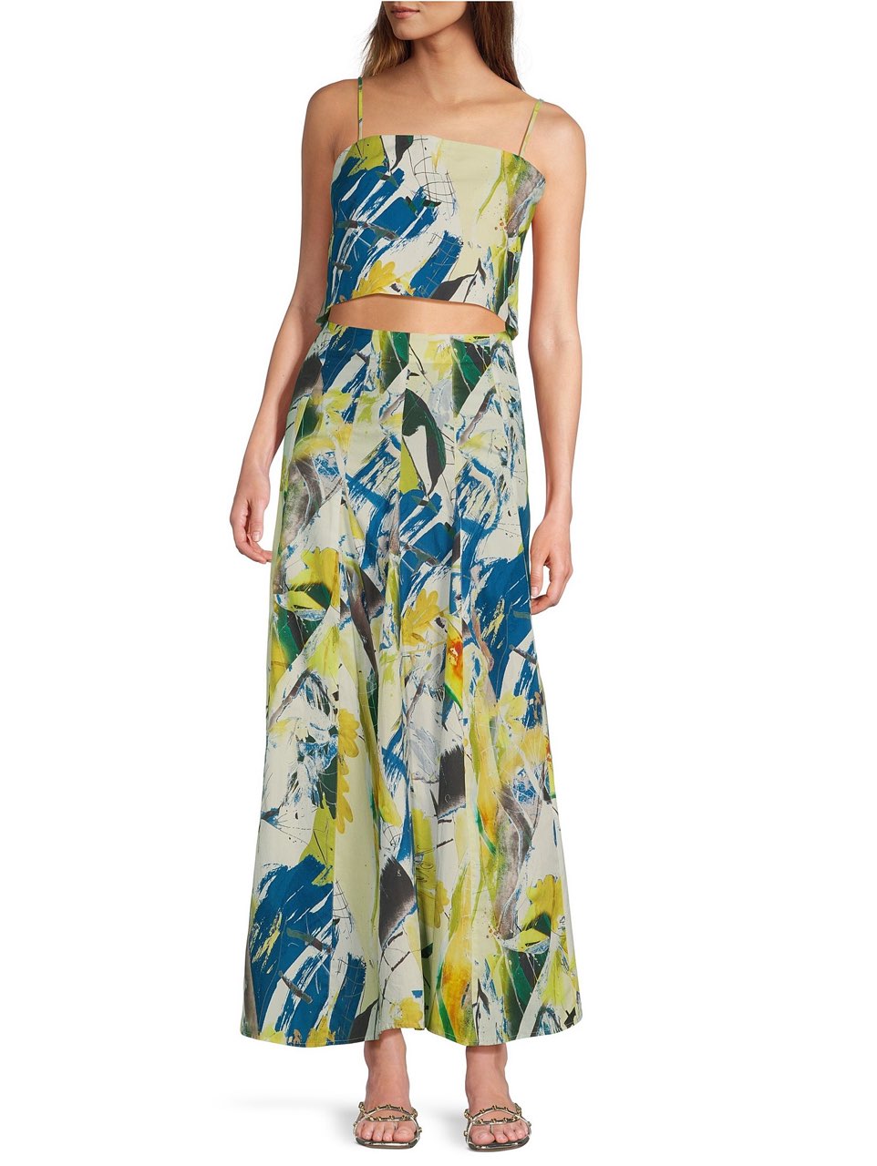 Dillards Antonio Melani x M.G. Style Lamar Printed Two Piece Poplin Blouse & Skirt Set