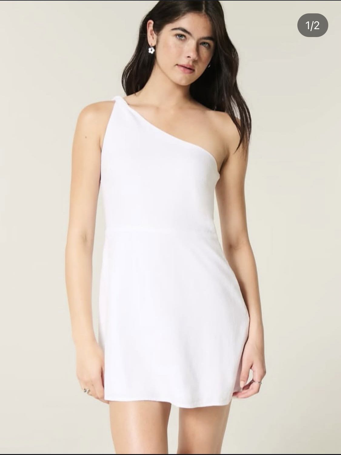 White linen one shoulder dress