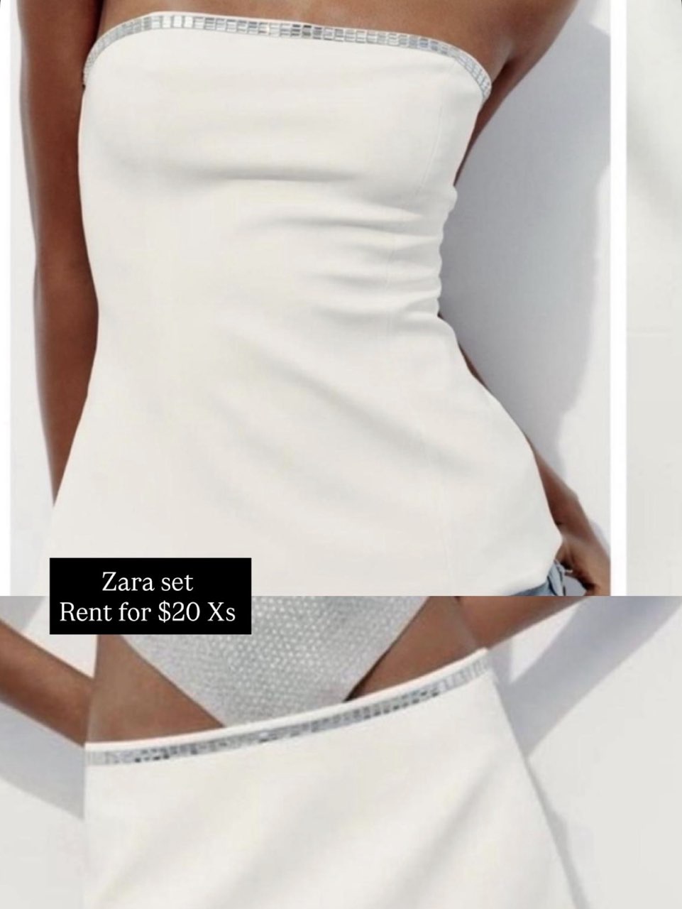 White Strapless Top and Mini Skirt Set